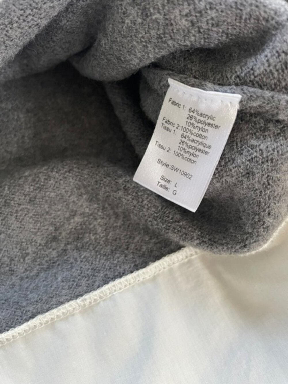 The Elan Women's Long Sleeve Layered Sweater Vest Shirt in Gray White, Size L is - Picture 4 of 6
